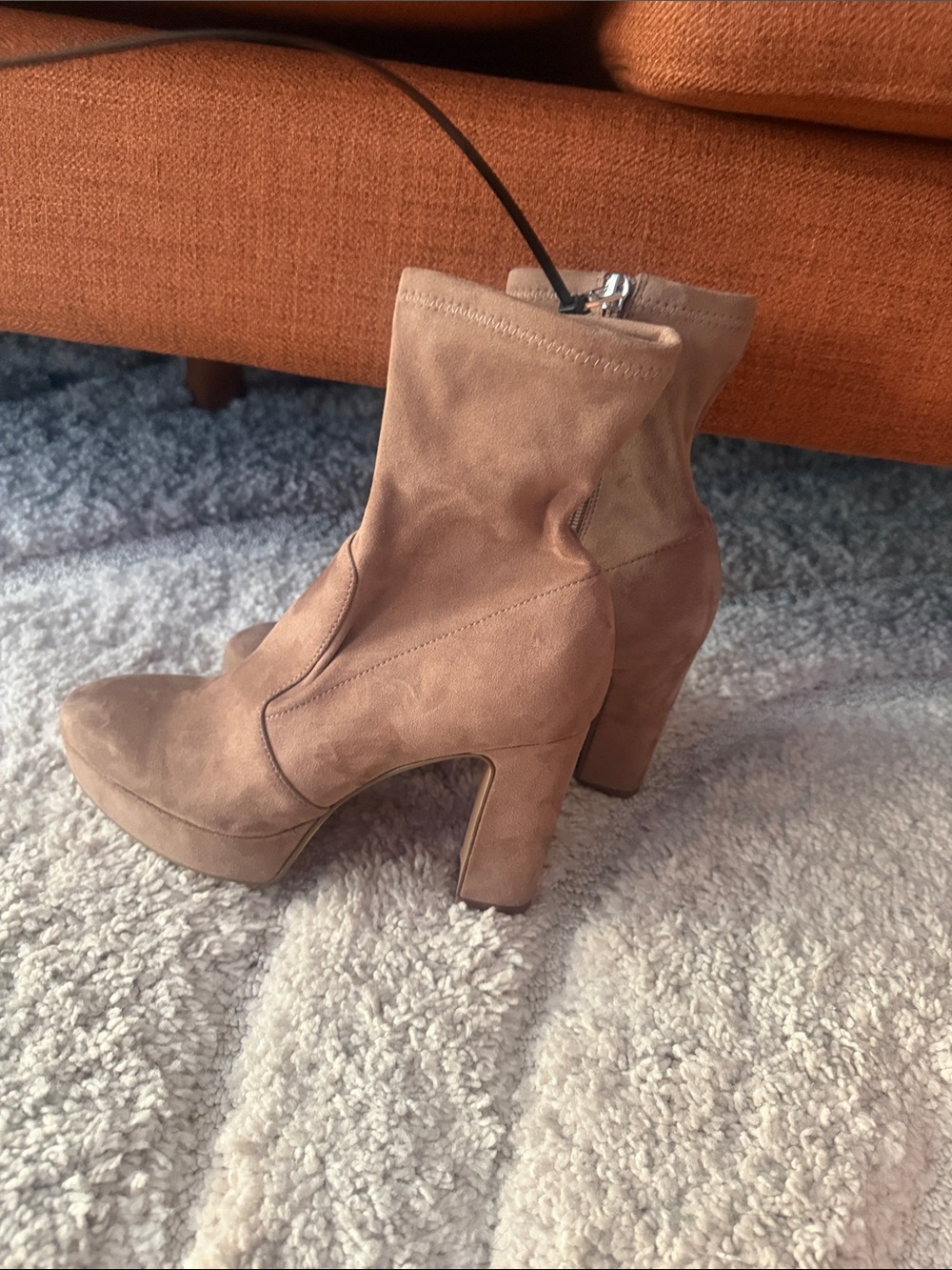 Dolce Vita Taupe Suede Platform Ankle Boots